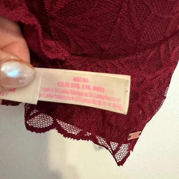 VS Pink Lace Bralette in Deep Burgundy - Picture 2 of 4